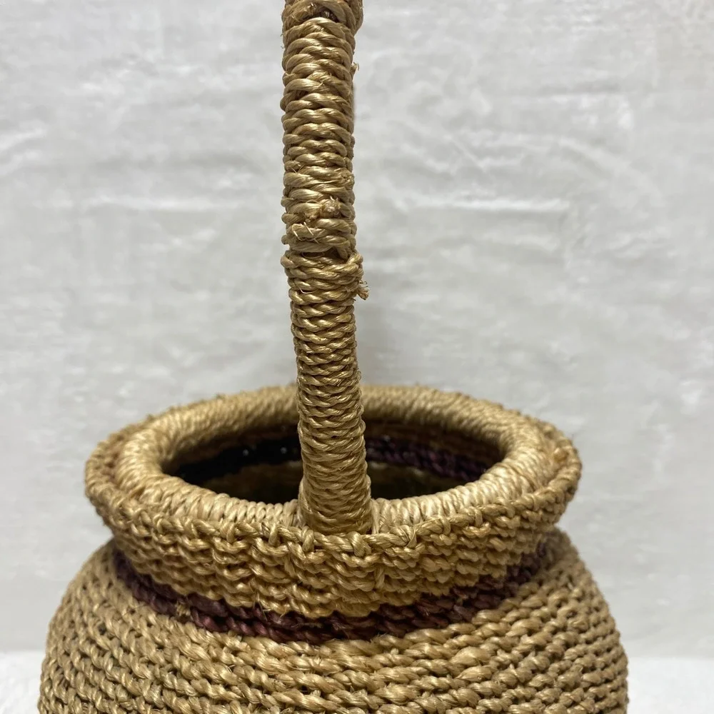 VTG Tightly Woven Basket Handles Decorative Boho Farmhouse Home Decor‎